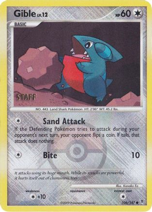 Gible (Championship Promo) [Staff] 106/147  - Reverse Holofoil League & Championship Cards