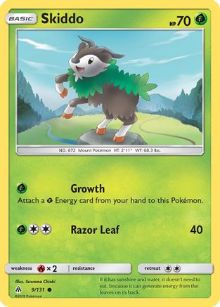 Skiddo 009  - Reverse Holofoil SM  Forbidden Light