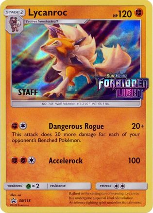Lycanroc (Prerelease) [Staff] SM118  - Holofoil SM Promos