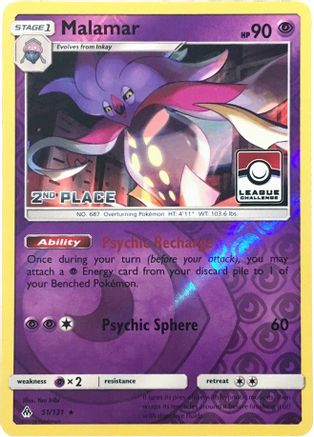 Malamar (League Challenge) [2nd Place] 051/131  - Reverse Holofoil League & Championship Cards