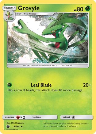 Grovyle 009/168  - Reverse Holofoil SM  Celestial Storm