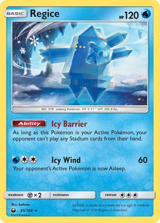 Regice 045/168  SM  Celestial Storm