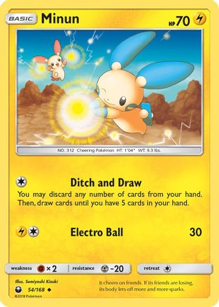 Minun 054/168  - Reverse Holofoil SM  Celestial Storm