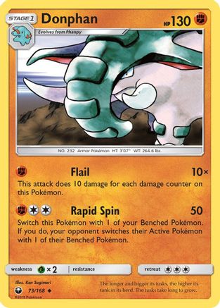 Donphan 073  - Reverse Holofoil SM  Celestial Storm