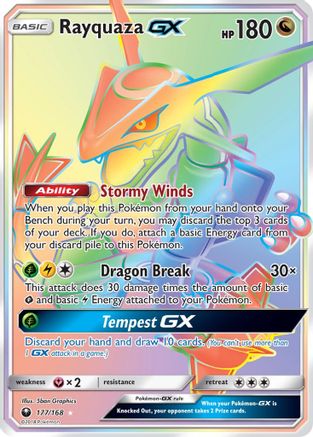 Rayquaza GX (Secret) 177  - Holofoil SM  Celestial Storm