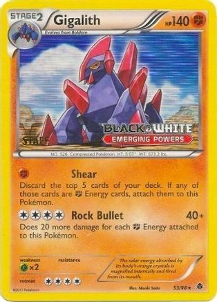 Gigalith 53/98 (Prerelease) [Staff] (Prerelease) [Staff] 053/98  - Holofoil Black and White Promos