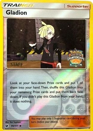 Gladion (Regional Championships) [Staff] 095/111  - Reverse Holofoil League & Championship Cards