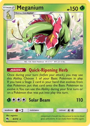 Meganium 008/214  - Reverse Holofoil SM  Lost Thunder