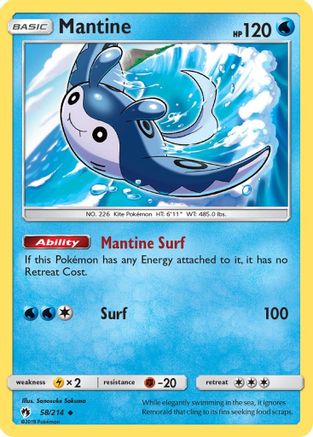 Mantine 058  - Reverse Holofoil SM  Lost Thunder