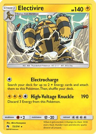 Electivire 072  SM  Lost Thunder