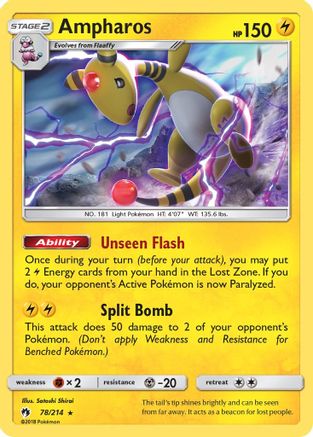 Ampharos 078/214  - Reverse Holofoil SM  Lost Thunder