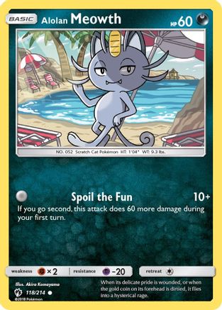 Alolan Meowth 118/214  - Reverse Holofoil SM  Lost Thunder