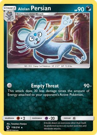 Alolan Persian 119/214  SM  Lost Thunder