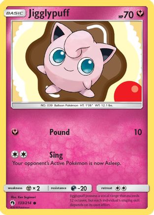 Jigglypuff 133/214  - Reverse Holofoil SM  Lost Thunder