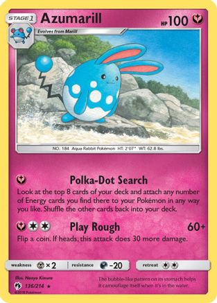 Azumarill 136  - Reverse Holofoil SM  Lost Thunder