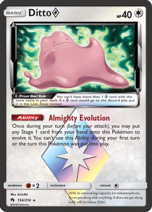 Ditto Prism Star 154/214  - Holofoil SM  Lost Thunder