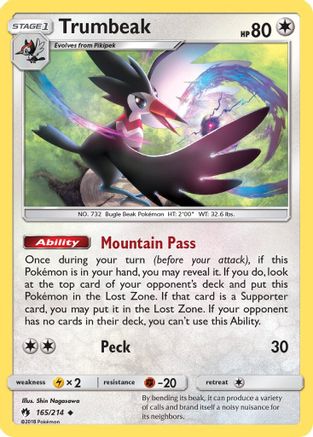 Trumbeak 165/214  - Reverse Holofoil SM  Lost Thunder