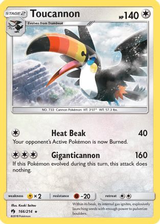 Toucannon 166/214  - Reverse Holofoil SM  Lost Thunder