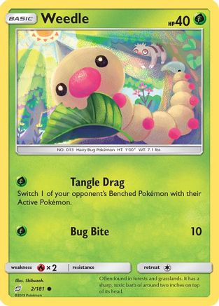 Weedle (2) (2) 002/181  - Reverse Holofoil SM  Team Up