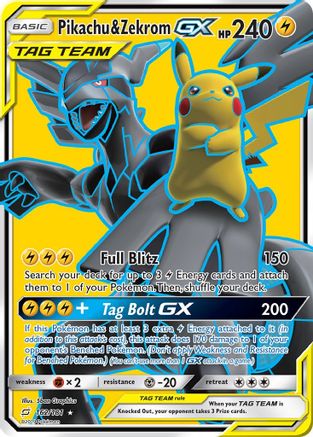 Pikachu & Zekrom GX (Full Art) 162/181  - Holofoil SM  Team Up