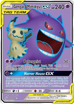 Gengar & Mimikyu GX (Full Art) 164/181  - Holofoil SM  Team Up