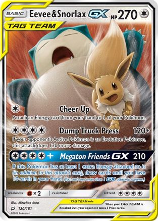 Eevee & Snorlax GX 120/181  - Holofoil SM  Team Up