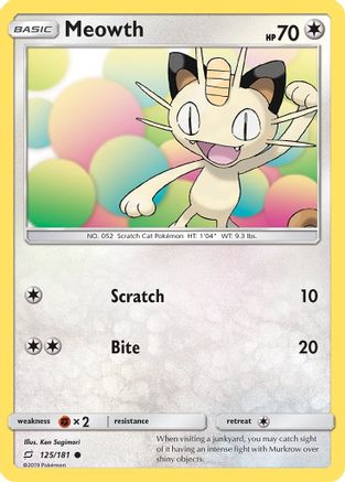 Meowth 125/181  - Reverse Holofoil SM  Team Up