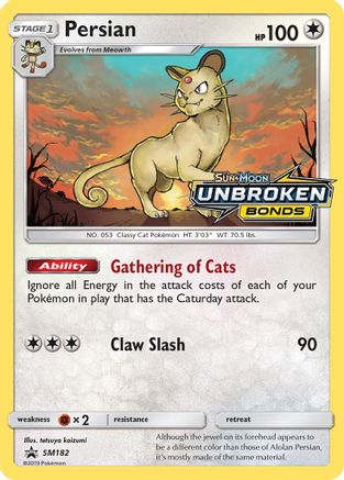 Persian (Prerelease) SM182  - Holofoil SM Promos
