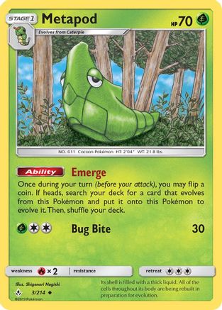 Metapod 003/214  - Reverse Holofoil SM  Unbroken Bonds