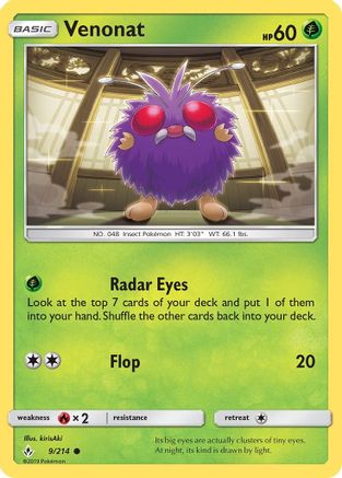 Venonat (9) (9) 009/214  - Reverse Holofoil SM  Unbroken Bonds