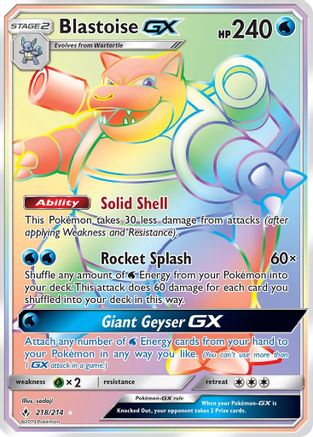 Blastoise GX (Secret) 218  - Holofoil SM  Unbroken Bonds