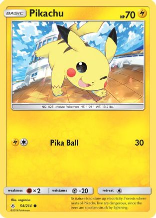 Pikachu 054/214  - Reverse Holofoil SM  Unbroken Bonds