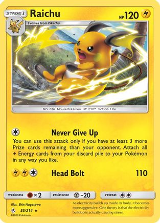 Raichu 055/214  - Reverse Holofoil SM  Unbroken Bonds