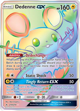 Dedenne GX (Secret) 219  - Holofoil SM  Unbroken Bonds