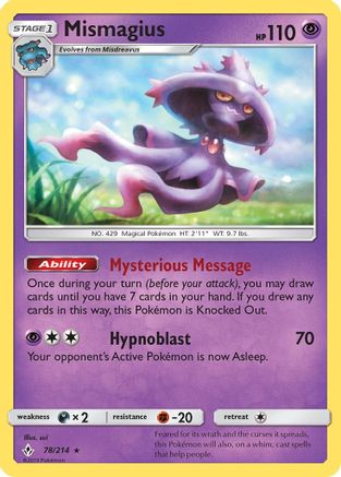 Mismagius 078/214  - Reverse Holofoil SM  Unbroken Bonds
