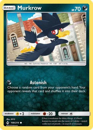 Murkrow 108/214  - Reverse Holofoil SM  Unbroken Bonds