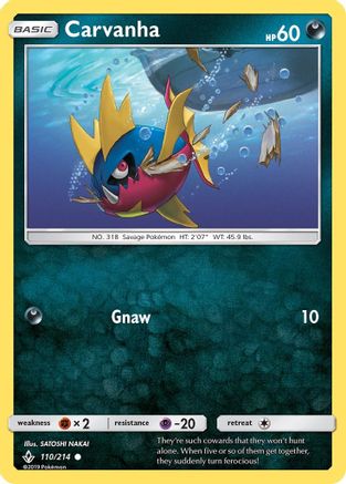 Carvanha 110  - Reverse Holofoil SM  Unbroken Bonds