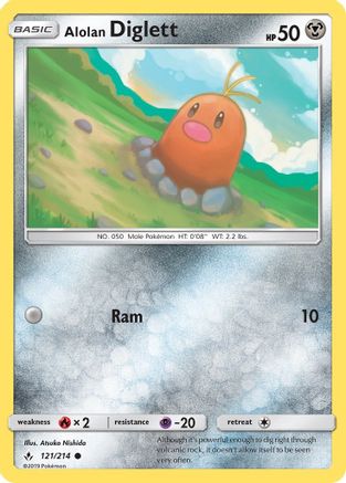 Alolan Diglett 121  - Reverse Holofoil SM  Unbroken Bonds