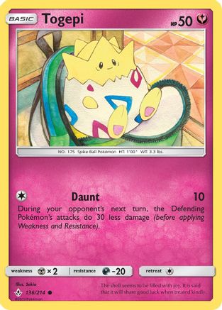 Togepi 136/214  - Reverse Holofoil SM  Unbroken Bonds
