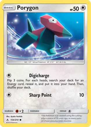 Porygon (154) (154) 154/214  - Reverse Holofoil SM  Unbroken Bonds