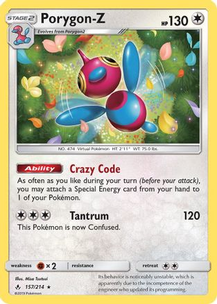 Porygon-Z 157/214  - Holofoil SM  Unbroken Bonds