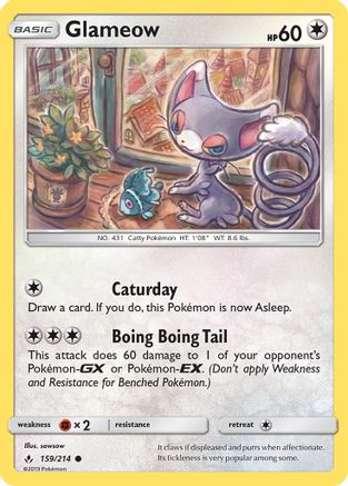 Glameow 159/214  - Reverse Holofoil SM  Unbroken Bonds