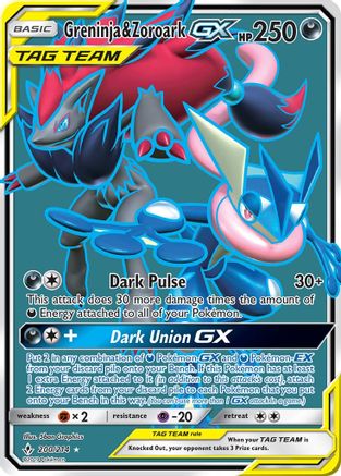 Greninja & Zoroark GX (200) (Full Art) (200)  200  - Holofoil SM  Unbroken Bonds