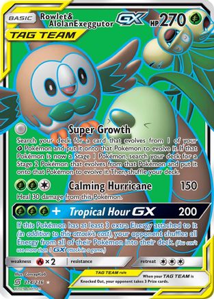 Rowlet & Alolan Exeggutor GX (Full Art) 214  - Holofoil SM  Unified Minds