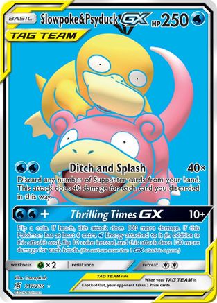 Slowpoke & Psyduck GX (Full Art) 217  - Holofoil SM  Unified Minds