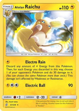 Alolan Raichu 057/236  - Reverse Holofoil SM  Unified Minds