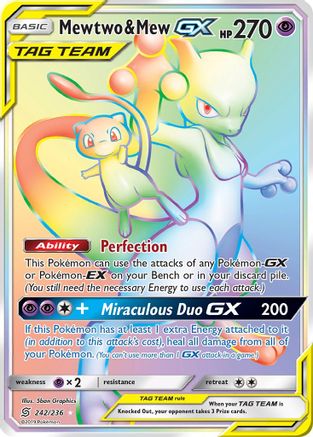 Mewtwo & Mew GX (Secret) 242  - Holofoil SM  Unified Minds