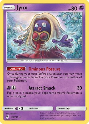 Jynx 076/236  - Reverse Holofoil SM  Unified Minds