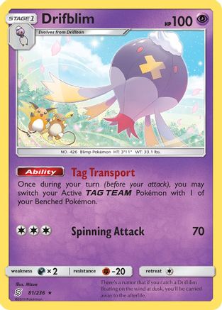 Drifblim 081/236  - Reverse Holofoil SM  Unified Minds