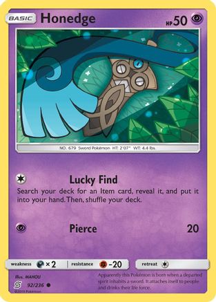 Honedge (92) (92) 092/236  - Reverse Holofoil SM  Unified Minds